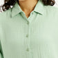 Women's Textured Light Green Slim Fit Shirt - Detail View