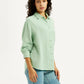 Women's Textured Light Green Slim Fit Shirt - Side View