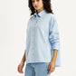 Women's Solid Light-Blue Slim Fit Shirt - Side View