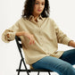 Women's Solid Beige Slim Fit Shirt - Elevated View