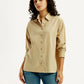Women's Solid Beige Slim Fit Shirt - Styleshot View