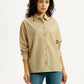 Women's Solid Beige Slim Fit Shirt - Front View