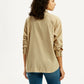 Women's Solid Beige Slim Fit Shirt - Back View