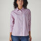 Women's Striped Relaxed Fit Shirt - Front View