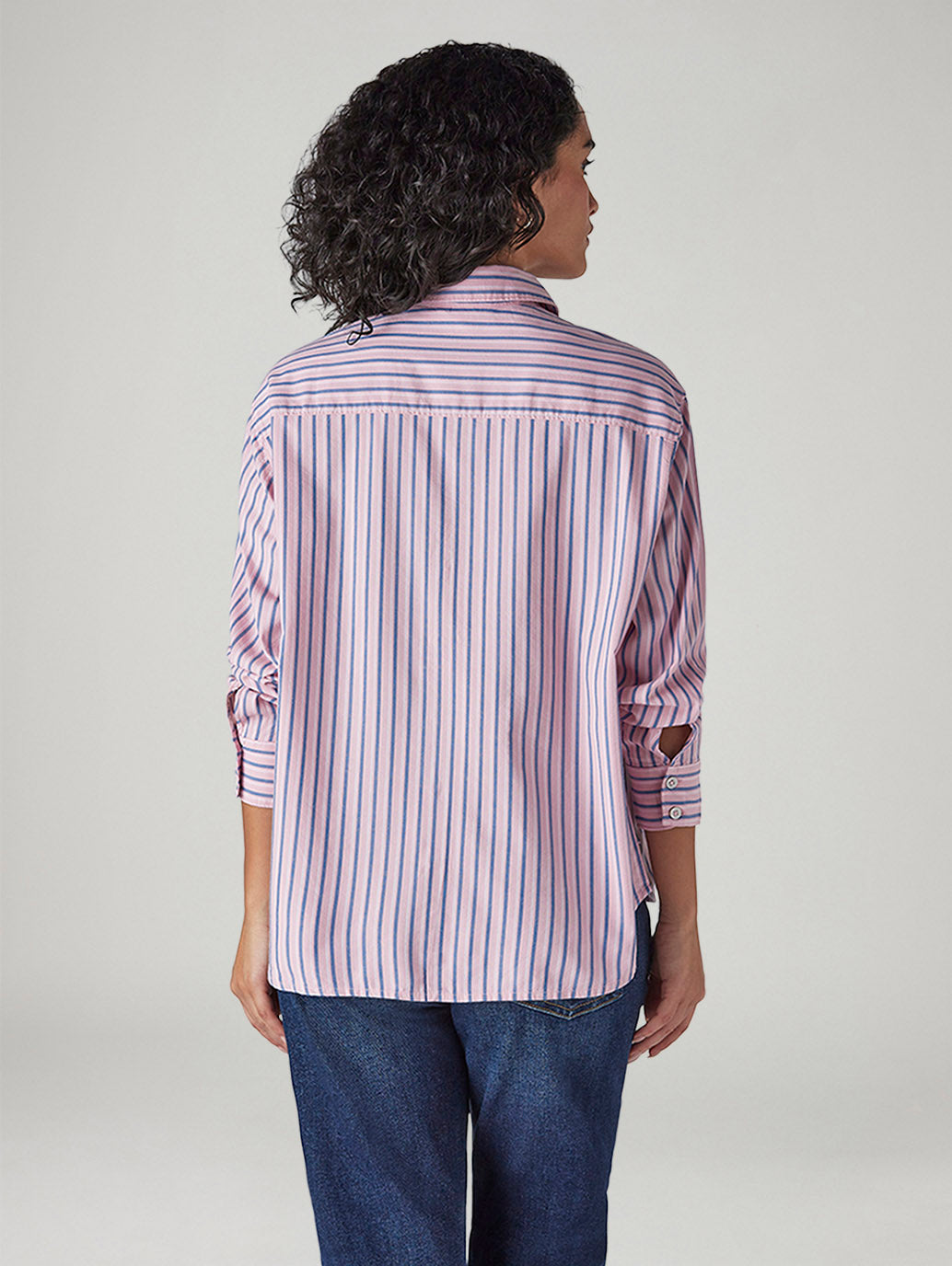 Women's Striped Relaxed Fit Shirt - Back View