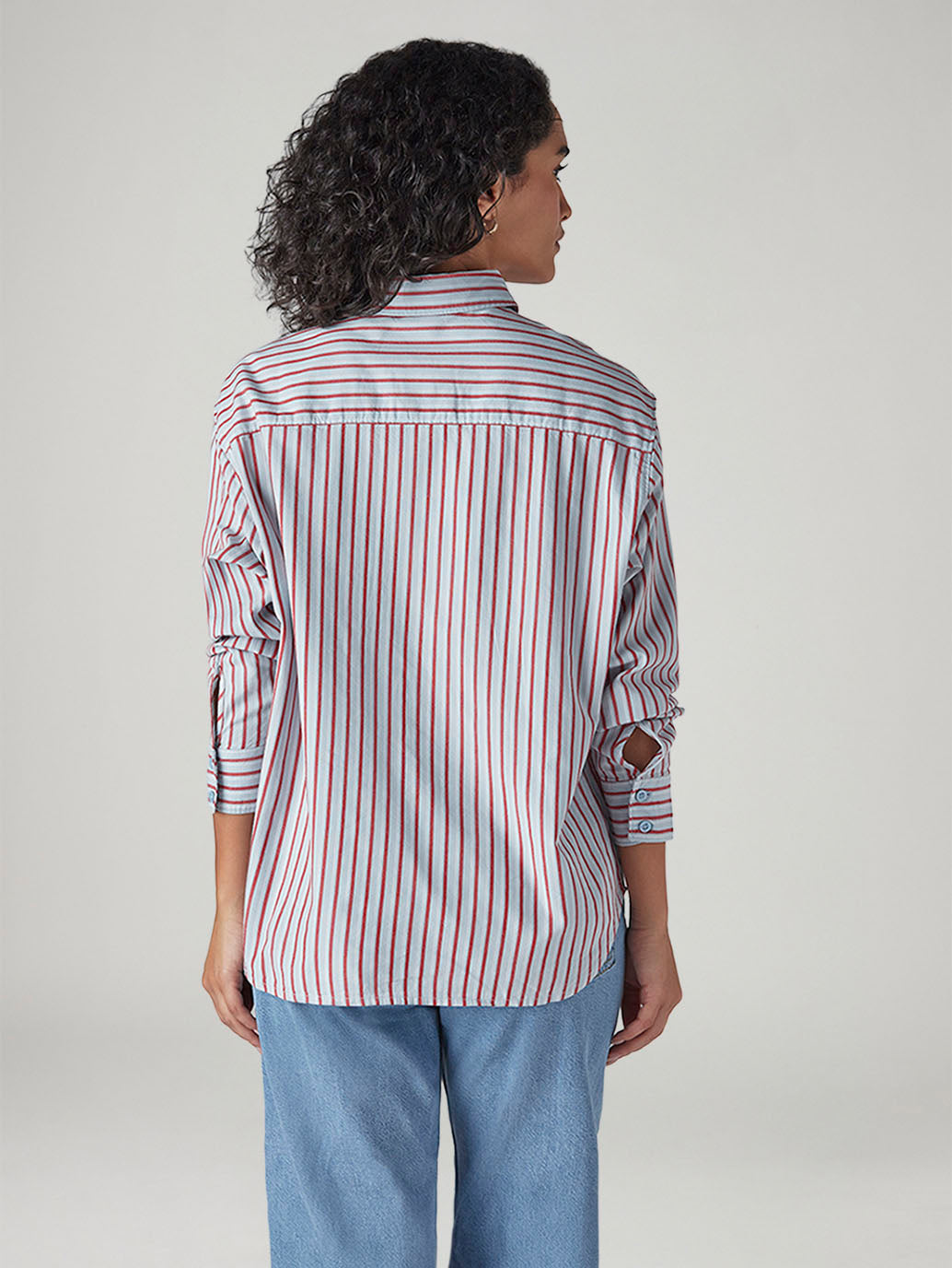 Women's Striped Relaxed Fit Shirt - Back View