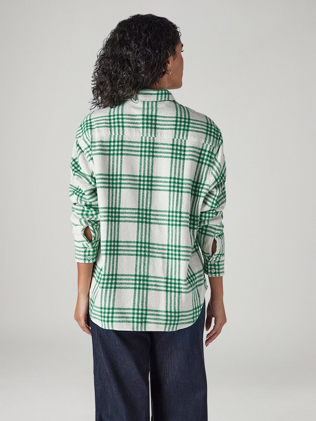 Women's Checkered Relaxed Fit Overshirt - Back View