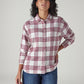 Women's Checkered Relaxed Fit Overshirt - Front View