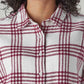 Women's Checkered Relaxed Fit Overshirt - Detail View