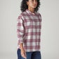 Women's Checkered Relaxed Fit Overshirt - Side View