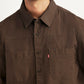 Men's Solid Brown Relaxed Fit Commuter Shirt - Detail View