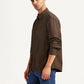 Men's Solid Brown Relaxed Fit Commuter Shirt - Side View