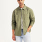 Men's Solid Olive Relaxed Fit Commuter Shirt - Styleshot View