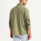 Men's Solid Olive Relaxed Fit Commuter Shirt - Back View