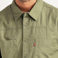 Men's Solid Olive Relaxed Fit Commuter Shirt - Detail View