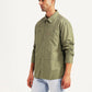 Men's Solid Olive Relaxed Fit Commuter Shirt - Side View