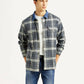 Men's Checkered Grey Relaxed Fit Flannel Shirt - Styleshot View