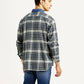 Men's Checkered Grey Relaxed Fit Flannel Shirt - Back View