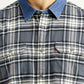 Men's Checkered Grey Relaxed Fit Flannel Shirt - Detail View