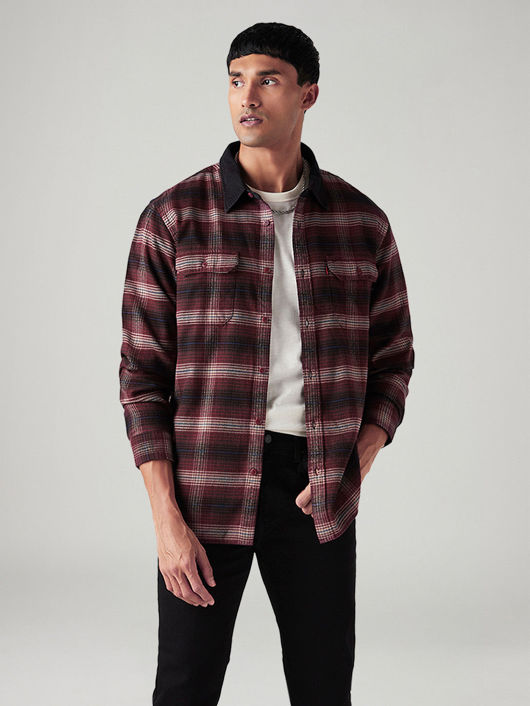 Men's Checkered Relaxed Fit Flannel Shirt