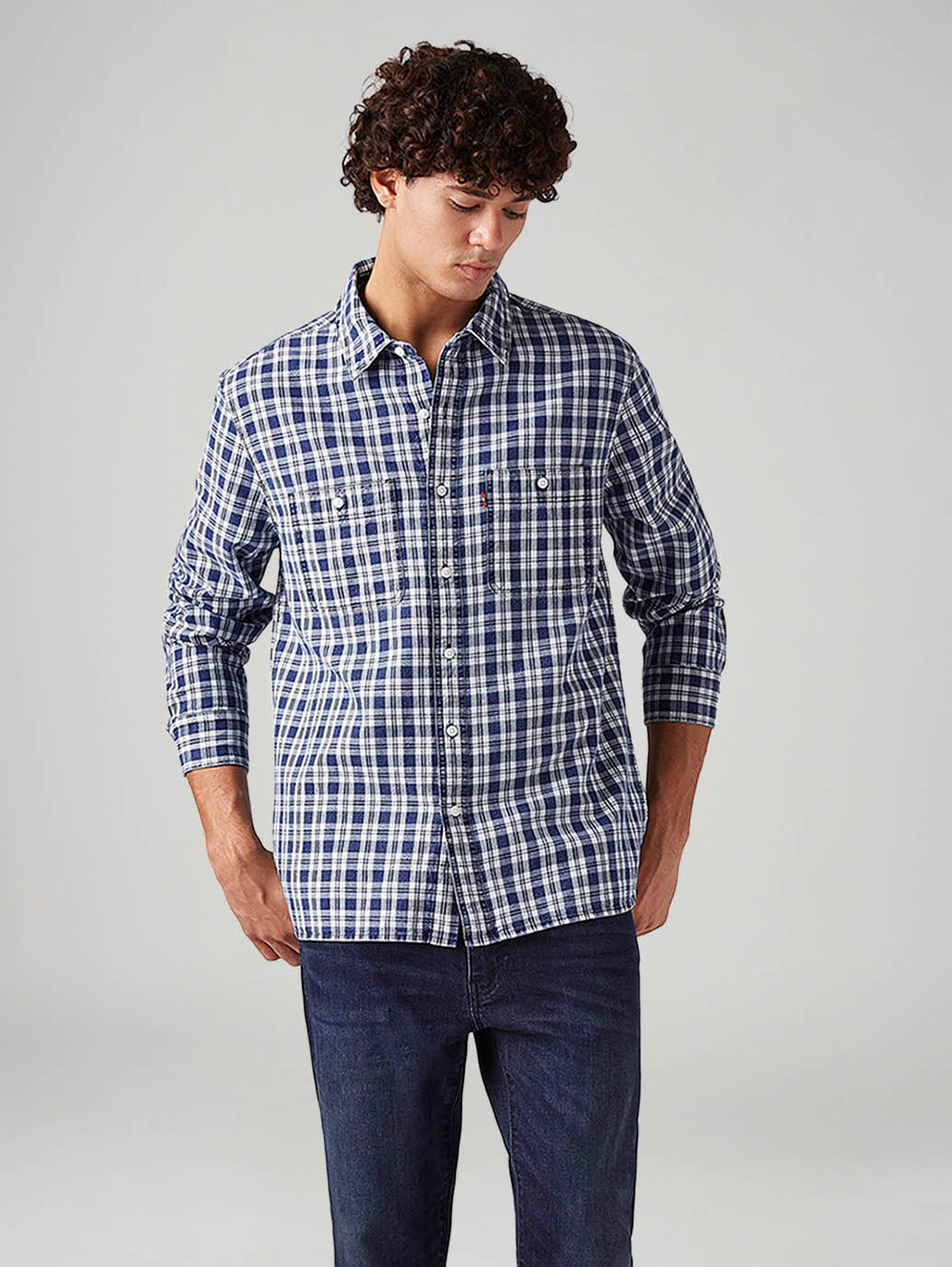Men's Checkered Relaxed Fit Shirt - Styleshot View