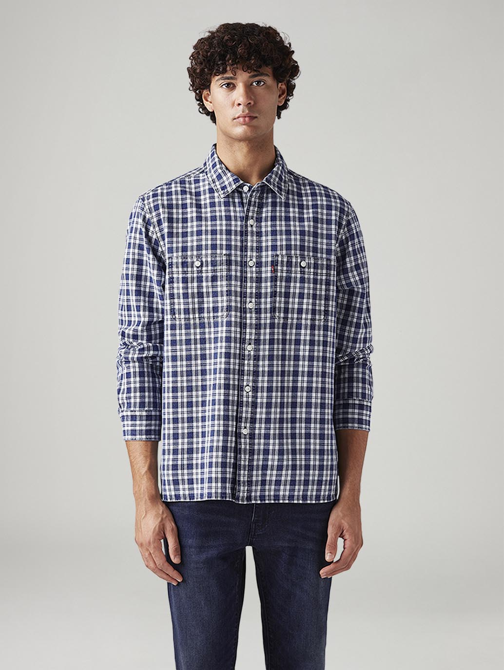 Men's Checkered Relaxed Fit Commuter Shirt - Front View