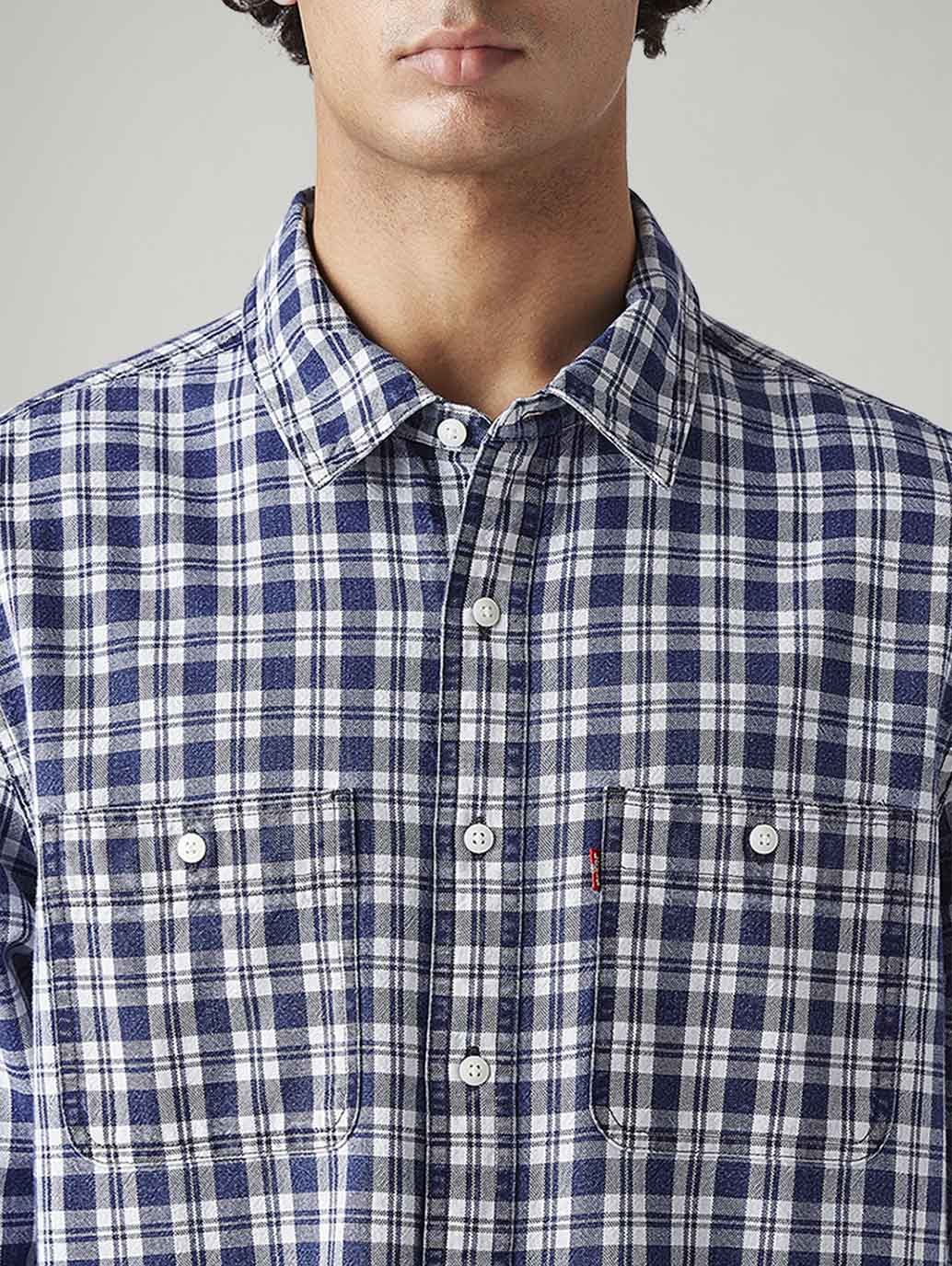Men's Checkered Relaxed Fit Commuter Shirt - Detail View