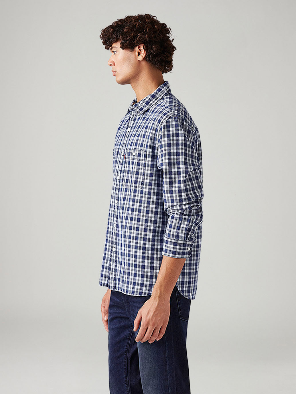 Men's Checkered Relaxed Fit Shirt - Side View