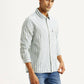 Men's Striped Med Indigo Relaxed Fit Shirt - Side View