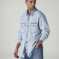 Men's Solid Relaxed Fit Denim Shirt - Styleshot View
