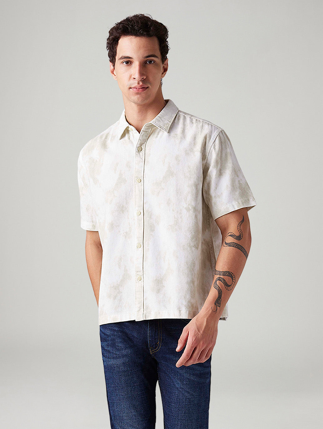 Men's Abstract Relaxed Fit Shirt - Front View