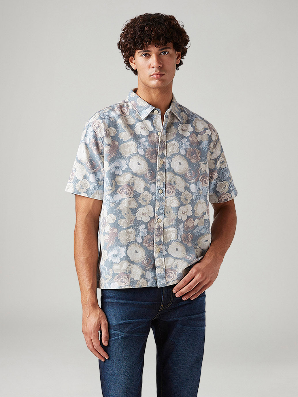 Men's Floral Relaxed Fit Shirt - Styleshot View