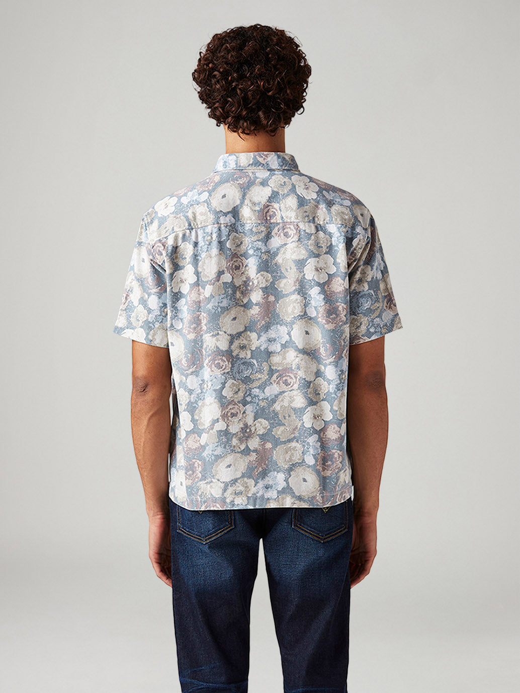 Men's Floral Relaxed Fit Shirt - Back View