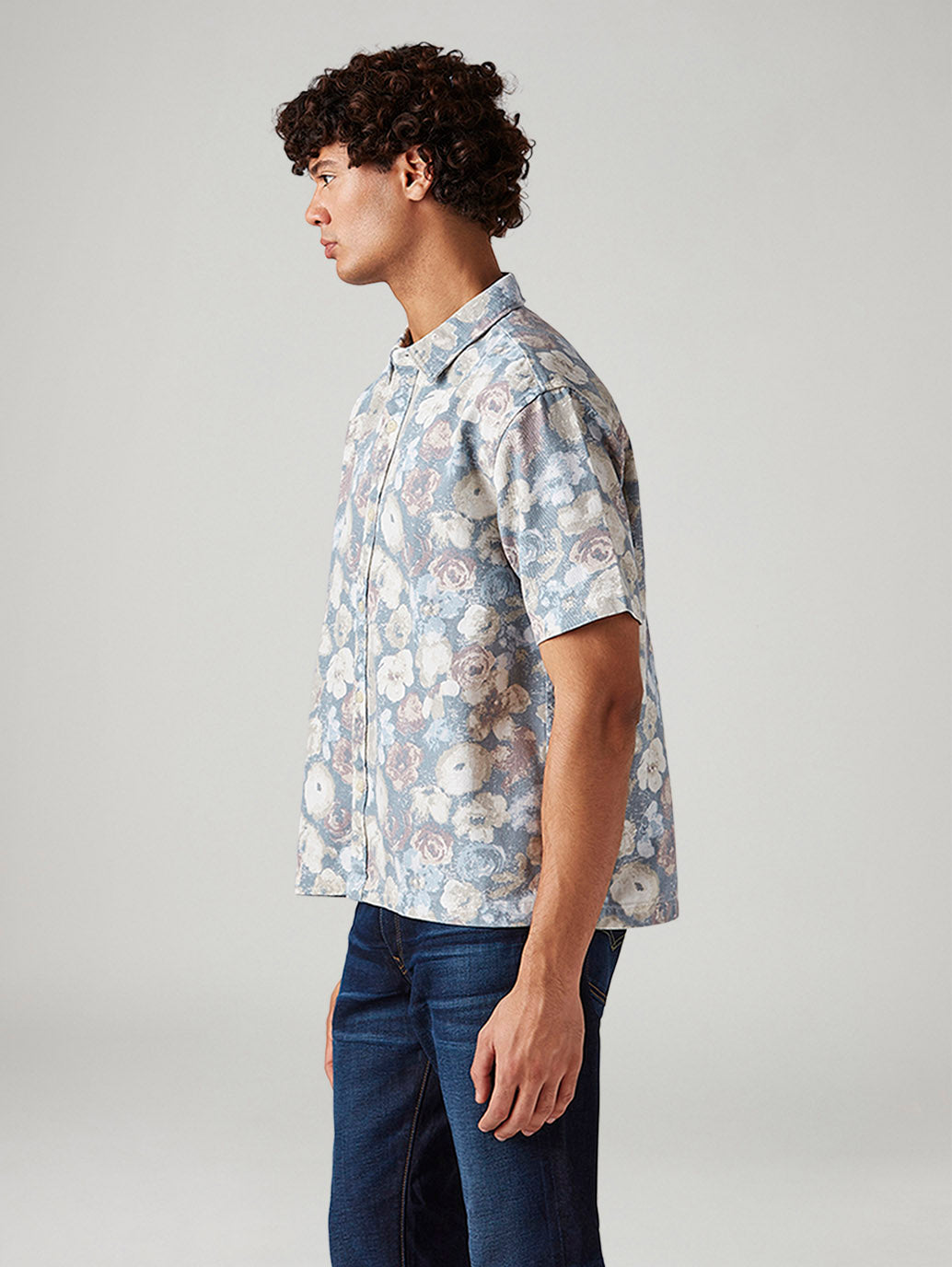 Men's Floral Relaxed Fit Shirt - Side View