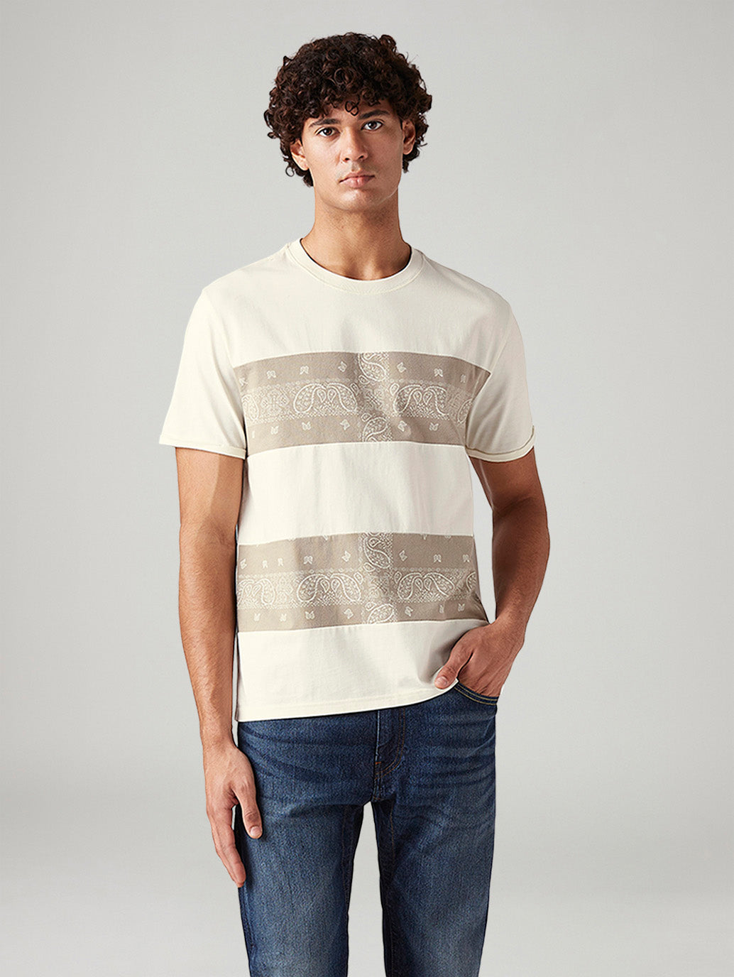 Men's Striped Loose Fit T-Shirt - Styleshot View