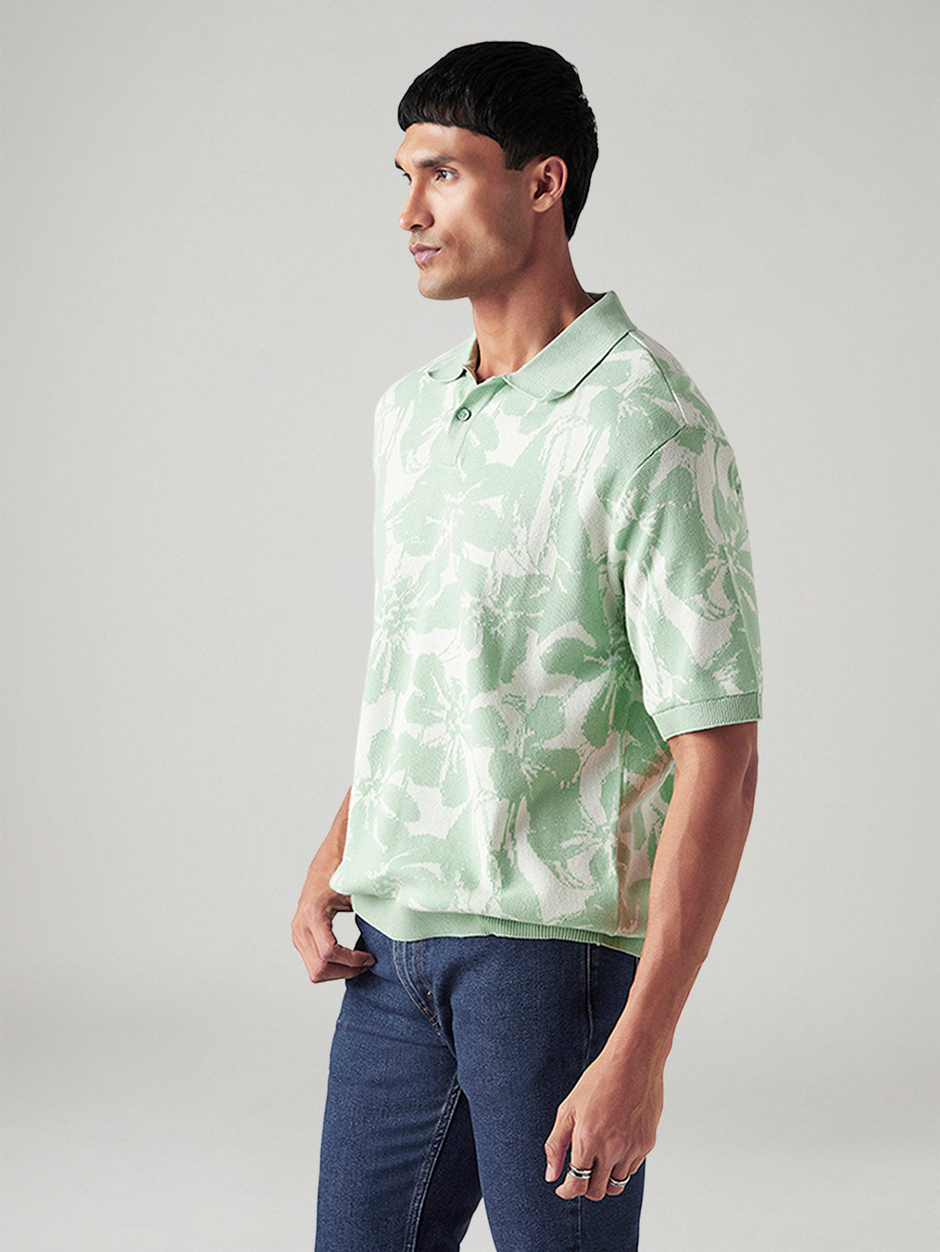 Men's Floral Regular Fit T-Shirt - Side View