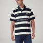 Men's Striped Loose Fit Polo T-shirt - Front View