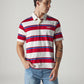 Men's Striped White Loose Fit Jersey Polo T shirt - Styleshot View