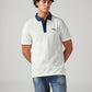 Men's Colorblock White Slim Fit Pique Polo T-shirt - Styleshot View