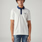 Men's Colorblock White Slim Fit Pique Polo T-shirt - Front View