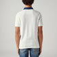 Men's Colorblock White Slim Fit Pique Polo T-shirt - Back View