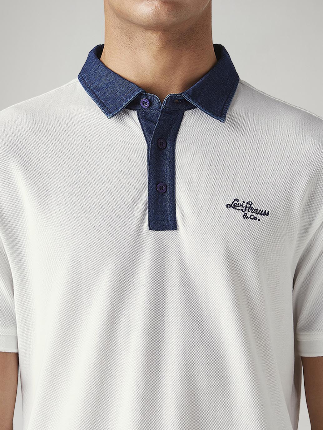 Men's Colorblock White Slim Fit Pique Polo T-shirt - 20 View