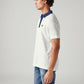 Men's Colorblock White Slim Fit Pique Polo T-shirt - Side View