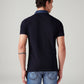 Men's Solid Slim Fit Polo T-Shirt - Back View