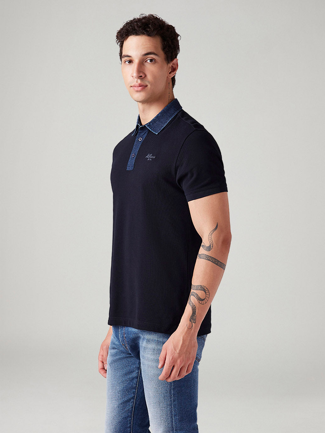 Men's Solid Slim Fit Polo T-Shirt - Side View