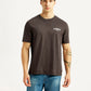 Men's Brand Logo Brown Crew Neck T-shirt - Front View