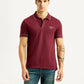 Men's Brand Logo Maroon Slim Fit Polo T-shirt - Styleshot View