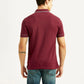 Men's Brand Logo Maroon Slim Fit Polo T-shirt - Back View