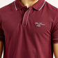 Men's Brand Logo Maroon Slim Fit Polo T-shirt - Detail View