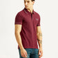 Men's Brand Logo Maroon Slim Fit Polo T-shirt - Side View